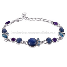 Silber Armband mit Kyanit, Amethyst und Swiss Blue Topaz